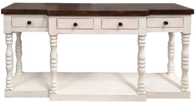 Million Dollar Rustic Brown Console Table with White Base-0