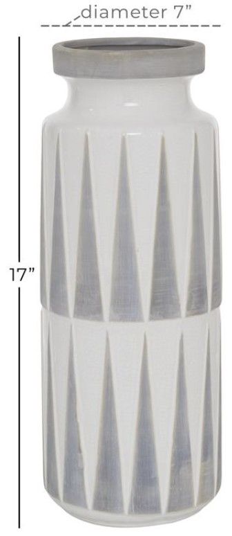 Deco Marche White Vase with Triangle Patterns-1