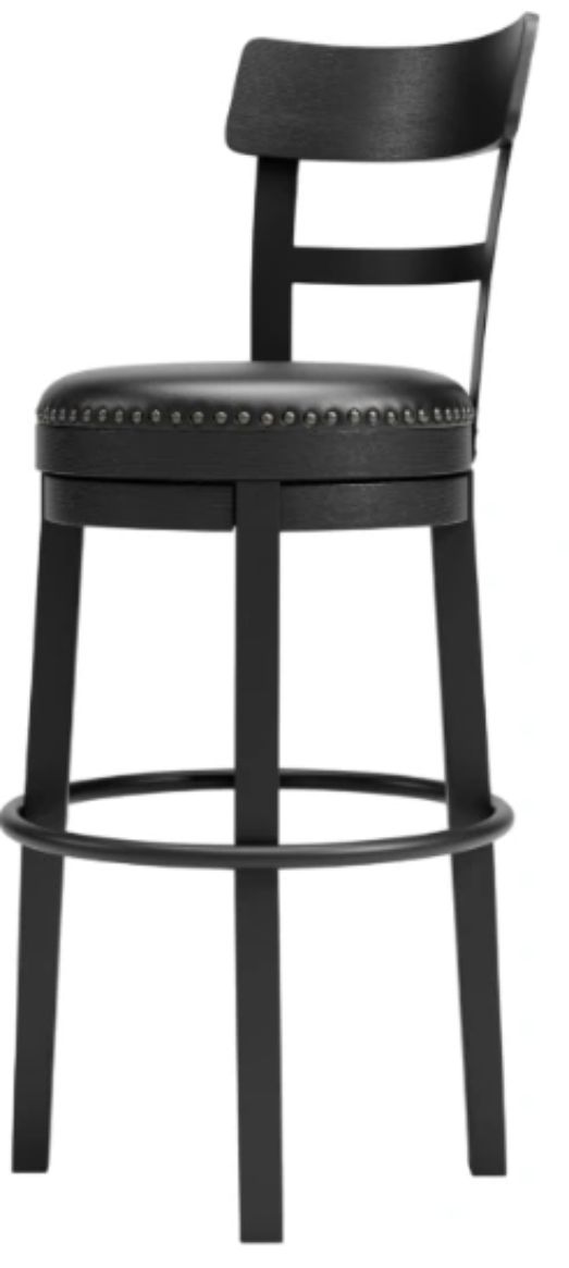 Signature Design by Ashley® Valebeck Black Tall Upholstered Swivel Bar Stool-2