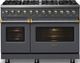 Viking® 5 Series 48" Cast Black Pro Style Dual Fuel (LP) Range with Brushed Brass Trim-2