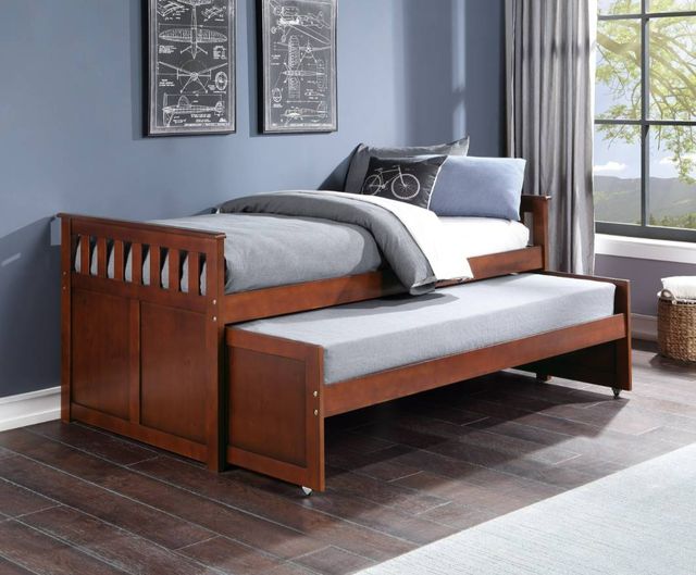 Homelegance® Rowe Dark Cherry 75'' Twin Over Twin Trundle Bed-1