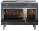 Ilve® Nostalgie II Noblesse 48'' Blue Gray Pro Style Dual Fuel Range with Brass Trim-2