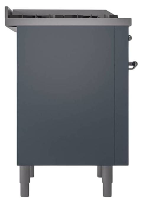 Ilve® Nostalgie II Noblesse 36'' Blue Gray Pro Style Dual Fuel Range with Chrome Trim-2