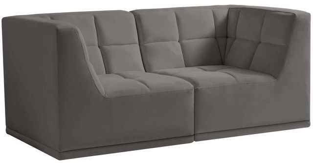 Meridian Furniture Relax 2-Piece Grey Velvet 68" Modular Sofa-0