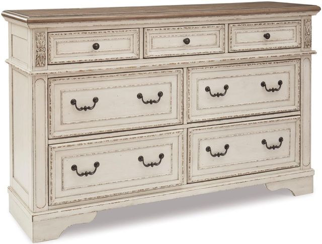 Signature Design by Ashley® Realyn 3-Piece Chipped White Queen Upholstered Bed Set-2