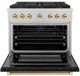 ZLINE Autograph Edition Paramount 36" 5.2 Cu. Ft. Satin Stainless Steel Gas Range with 6 Burner DuoPro™ Cooktop and Convection Gas Oven with Black Matte Door and Polished Gold Accents-4
