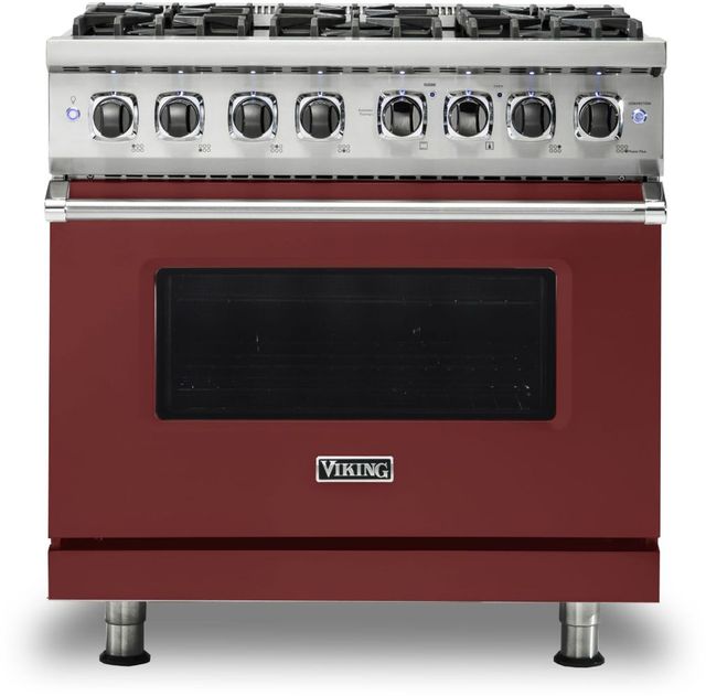Viking® 5 Series 36" Reduction Red Pro Style Dual Fuel Liquid Propane Range-0