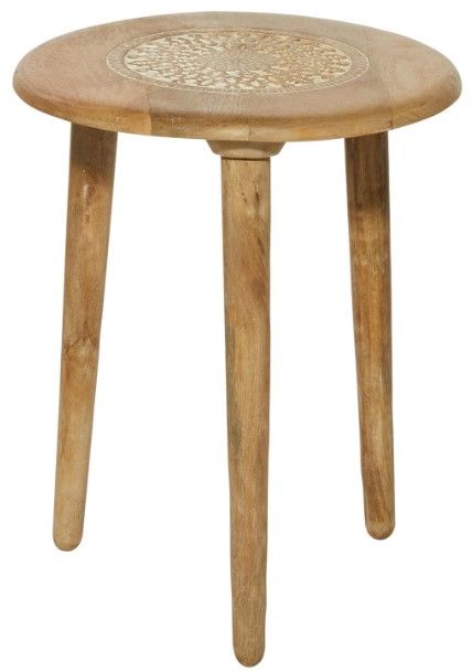 Deco Marche Brown Floral Handmade Brown Side Table-1