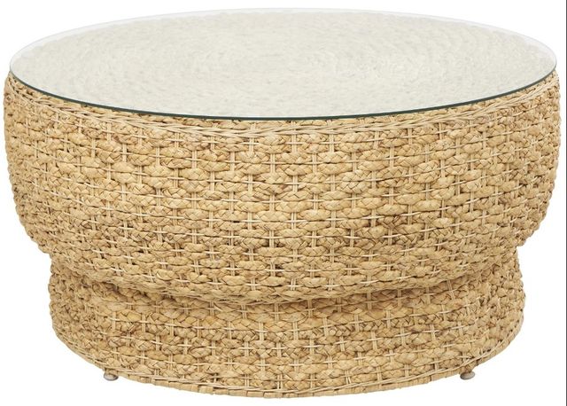 Deco Marche Brown Rattan Woven Tapered Coffee Table with Glass Top-0