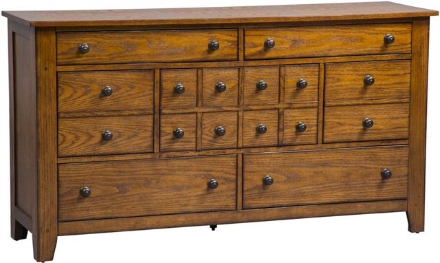 Liberty Furniture Grandpas Cabin 5-Piece Aged Oak California King Sleigh Bedroom Set-2
