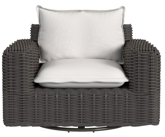 Sunset West Cabo Kahlua Resin Wicker Oversized Swivel Outdoor Club Chair with Soothe Pearl Cushion-1