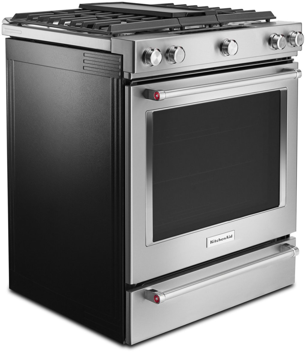 KitchenAid 30" Downdraft Slide In Dual Fuel Range