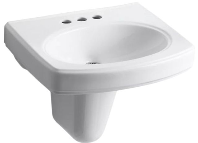 Kohler Pinoir® White 22" Oval Wall-Mount Bathroom Sink with Glazed Underside-0