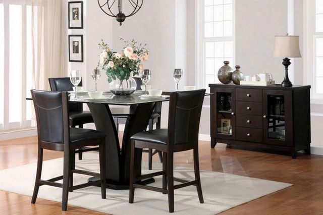 Homelegance® Daisy Glass Top Square Counter Height Dining Table with Espresso Base -1