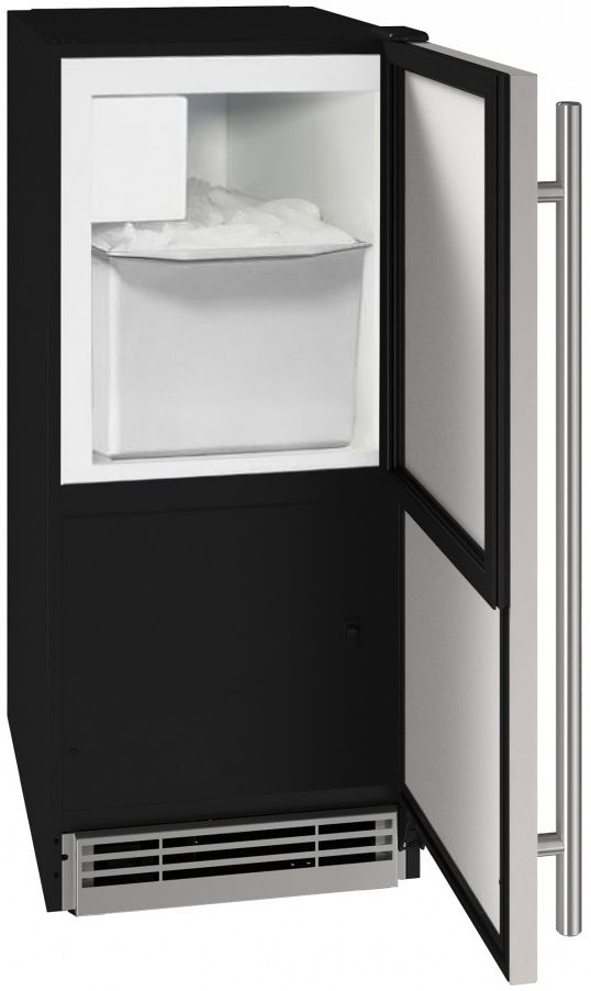 U-Line® 15" Stainless Solid Crescent Ice Maker-1