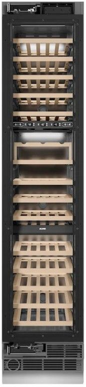 ZLINE Autograph Edition 18 in. 9 Cu. Ft. Panel Ready Left Hinge Triple Zone Column Wine Cooler with Champagne Bronze Accents-1