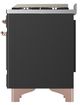 Ilve® Majestic III 60" Graphite Matte Pro Style Dual Fuel Liquid Propane Range with Solid Door and Copper Trim-4