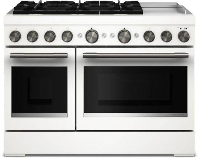 KitchenAid® 48” White Pro-Style Dual Fuel Gas Range with Griddle-3
