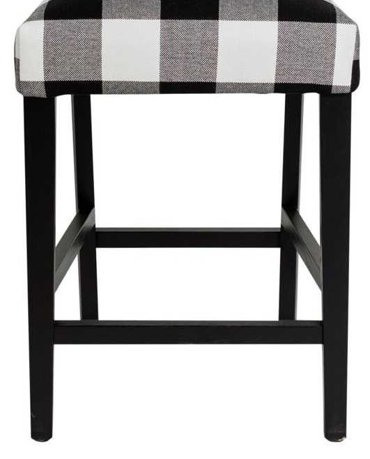 Nest Home Collections Sasha Matt Black/White Gingham Counter Stool-1