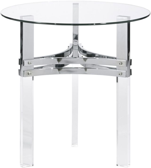 Signature Design by Ashley® Braddoni Glass Top Round End Table with Chrome and Acrylic Legs -0