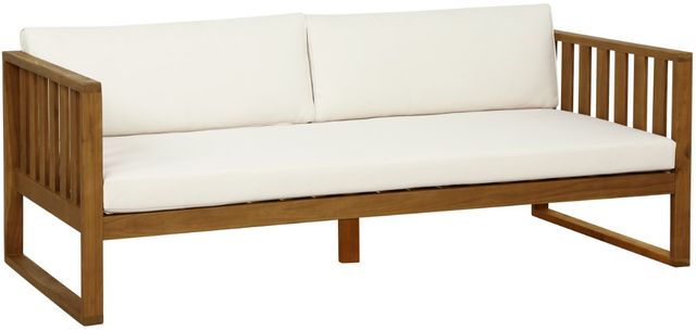 Linon Daylen Brown/Natural Fabric/Wood Outdoor Daybed -0
