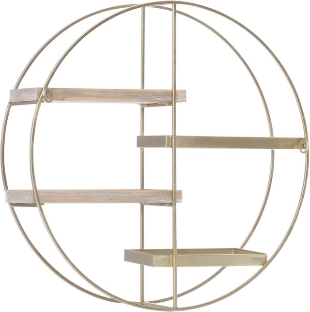 Linon Raine Gold/Gray Wash Wall Shelf-2