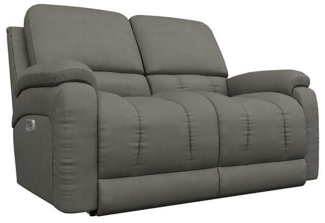 La-Z-Boy® Greyson Blue Grey Leather Power Reclining Loveseat with Headrest and Lumbar