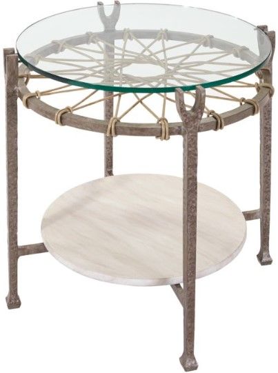 Lane Venture® Hemingway Glass Top Accent Table with Gunmetal Base-0