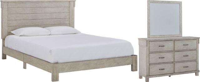 Signature Design by Ashley® Hollentown 3-Piece Whitewash King Panel Bed Set-0