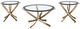 Coaster® Brooke 3-Piece Tempered Glass Top Occasional Table with Rose Brass Base Set-0