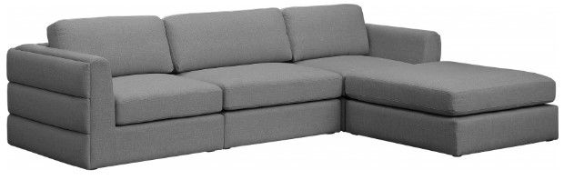 Meridian Furniture Beckham 4-Piece Grey Linen Polyester Modular Sectional-0