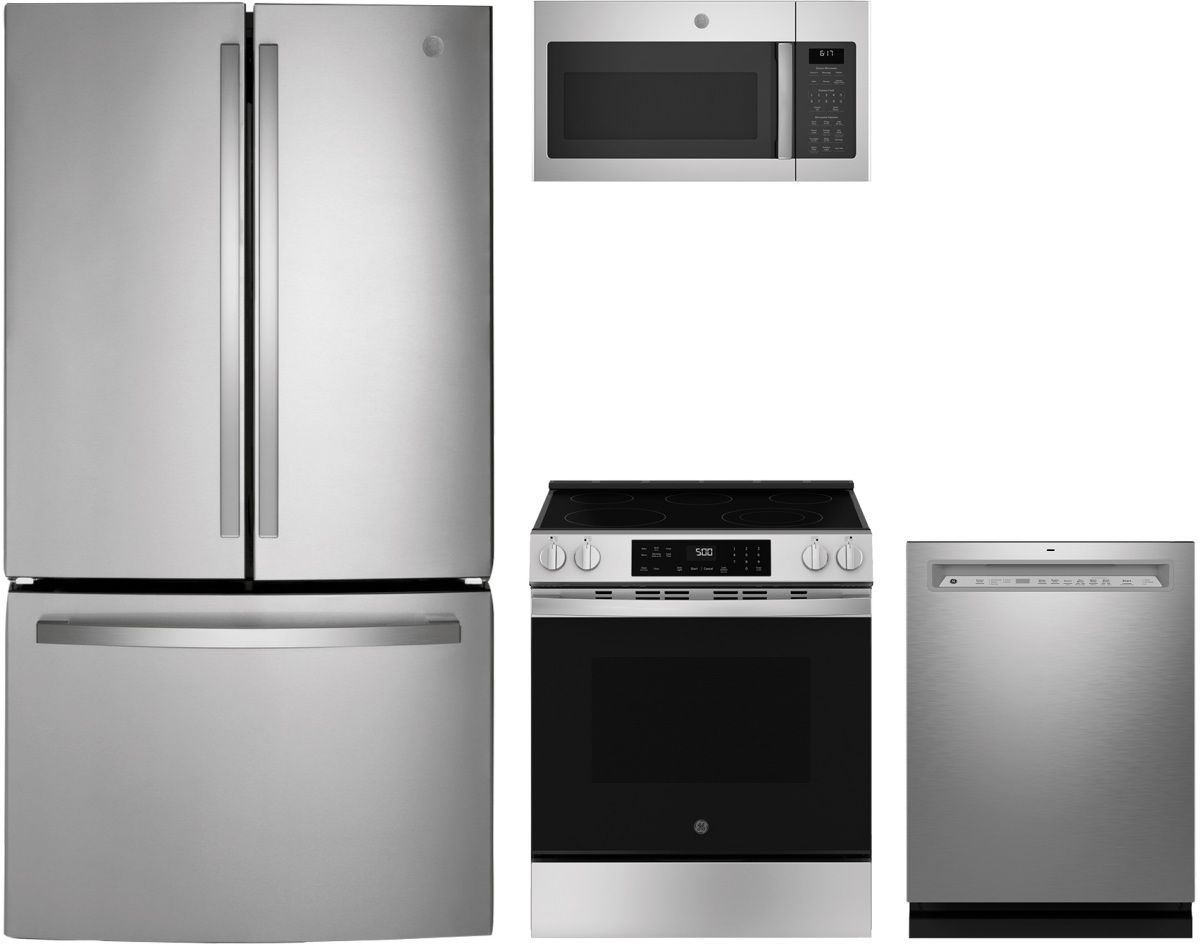 GE® 4 Piece Stainless Steel Kitchen Package