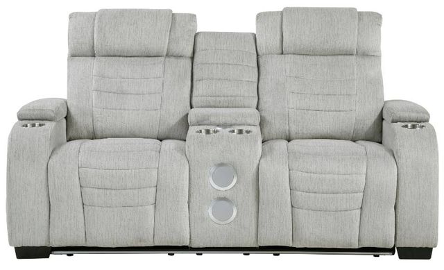Homelegance® Ronan Light Gray Double Manual Reclining Loveseat with Center Console-2