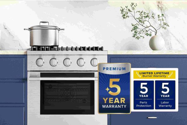 Hauslane HausPro 48" Stainless Steel Pro-Style Dual Fuel Range with Matte Black Knobs-1