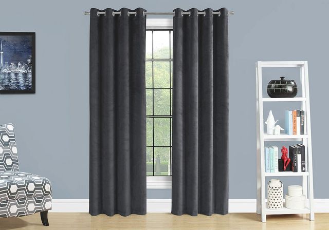 Monarch Specialties Inc. 2-Piece Grey 52" x 95" Room Darkening Curtain Panel Set-1