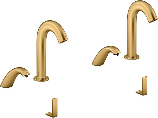 KOHLER® Oblo™ Curve 4-Piece Vibrant Brushed Moderne Brass Touchless Lavatory Faucet and Soap Dispenser Set for Constellation™ Lavatory System-0