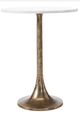 Renwil® Amalya White Marble Top Side Table with Antique Brass Base-0
