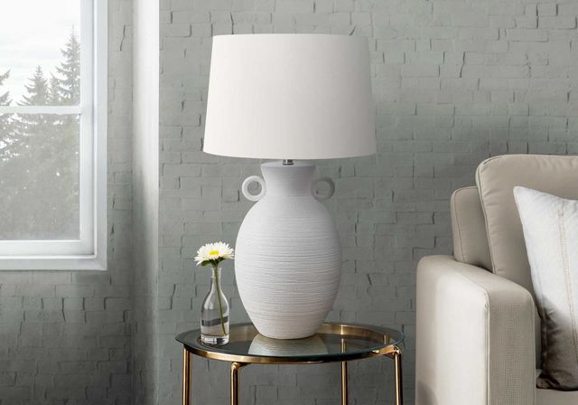 Monarch Specialties Inc. White Ceramic Table Lamp with Ivory Shade-2