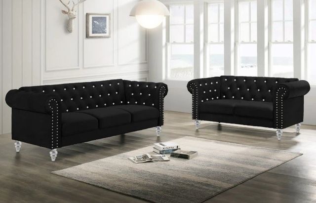 New Classic® Home Furnishings Emma Black Crystal Sofa-1