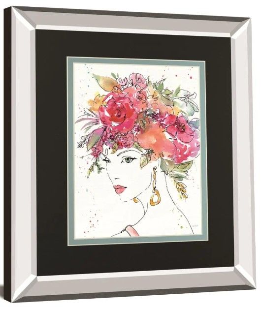 Classy Art Floral Figures II By Anne Tavoletti Mirror Framed Wall Art-0