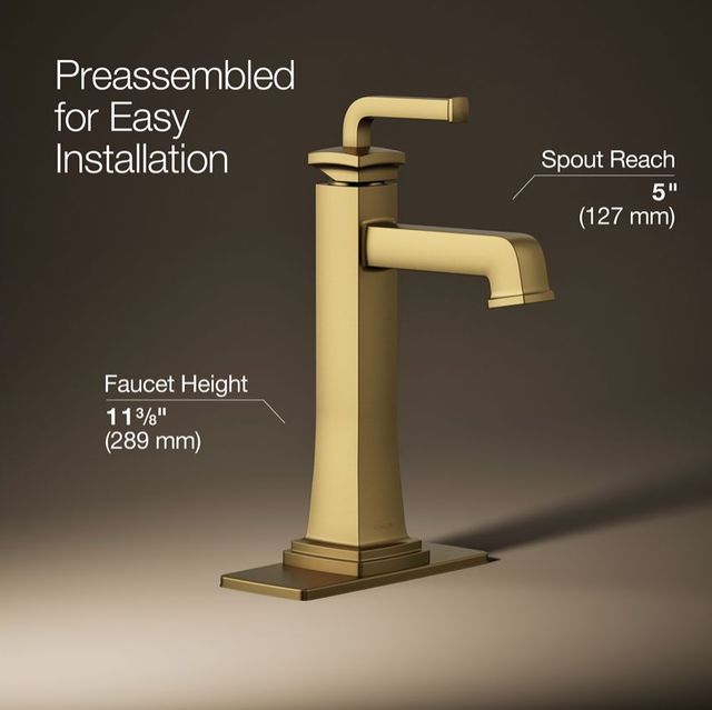 KOHLER® Riff® Vibrant Brushed Moderne Brass Bathroom Sink Faucet-4