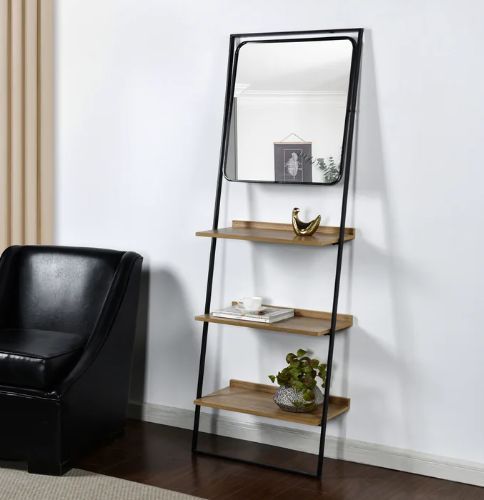 StyleCraft Natural Decorative Wall Shelf with Mirror-3