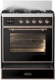 Ilve® Majestic III 30" Glossy Black Pro Style Dual Fuel Natural Gas Range with Triple Glass Door and Copper Trim-1
