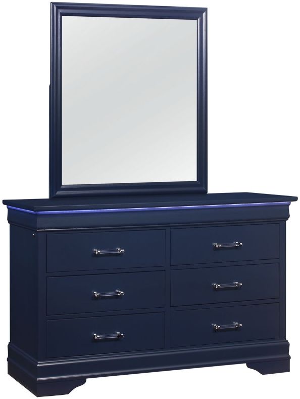Global Furniture USA Charlie 4-Piece Blue Queen Panel Bedroom Set-2