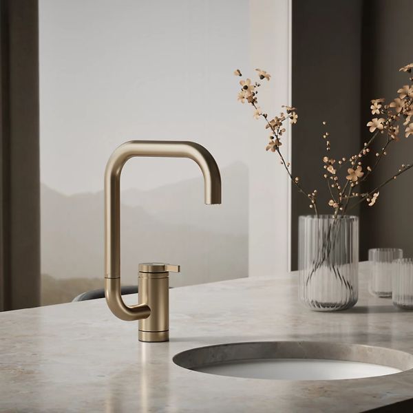 KOHLER® Components® Vibrant Brushed Bronze 13" Single-Handle Bar Sink Faucet with 2-Function Extended-Reach Spout-1