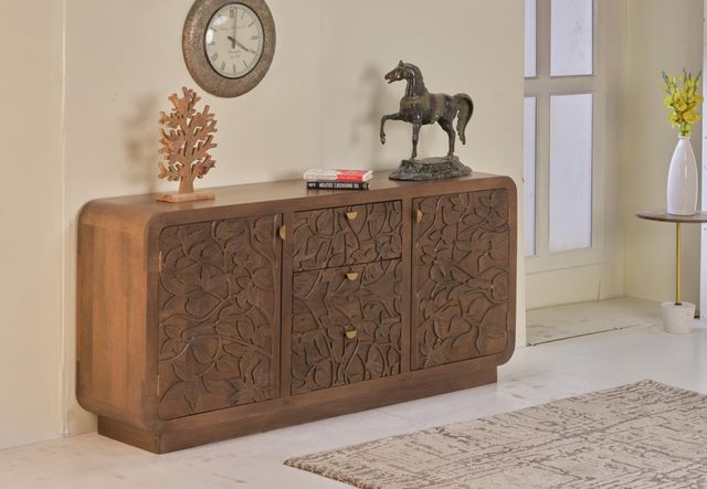 Jaipur Furniture Lumein Carved Brown Sideboard-1