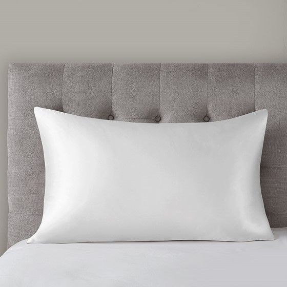 Olliix by Madison Park Silk 100% White Standard Mulberry Single Pillow Case-0