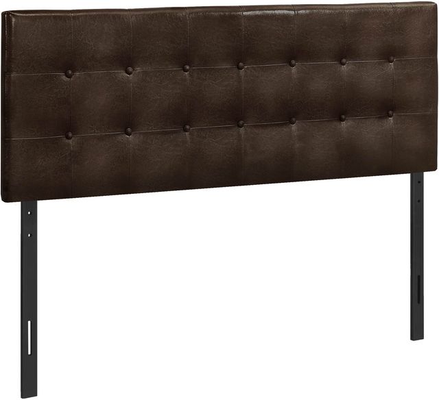 Monarch Specialties Inc. Brown Leather Look Queen Headboard-0