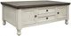 International Furniture Direct Stone Weathered Gray Top Cocktail Table with Antiqued Ivory Base-0