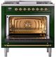 Ilve® Nostalgie II Noblesse 36'' Emerald Green Pro Style Dual Fuel Range with Brass Trim-2